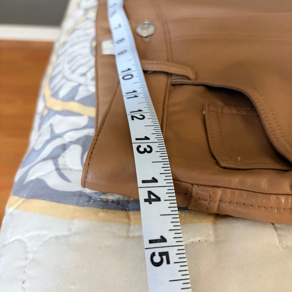 Wilfred Aritzia Melina Low Rise Brown Vegan leather Pants, 4 - Picture 9 of 13